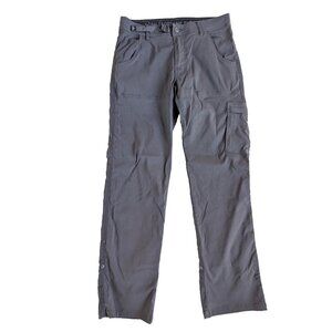 Prana Stretch Zion Pants Mens Small 32 Black Charcoal Adjustable M4ST32111